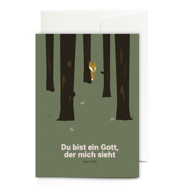 Du bist ein Gott, der mich sieht - Klappkarte (Motiv Wald)