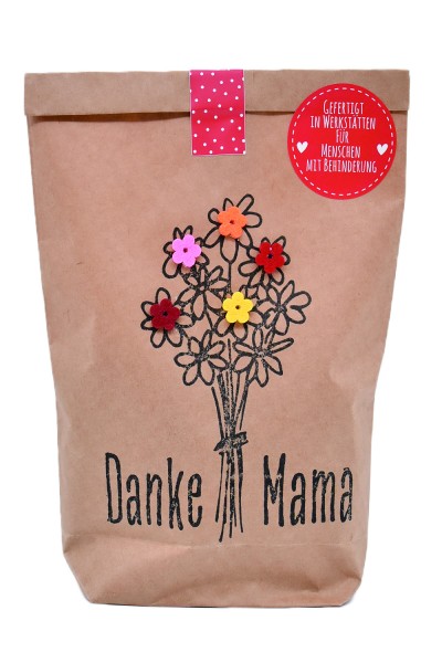 Danke Mama - Wundertüte mit Filzblüten-Strauß