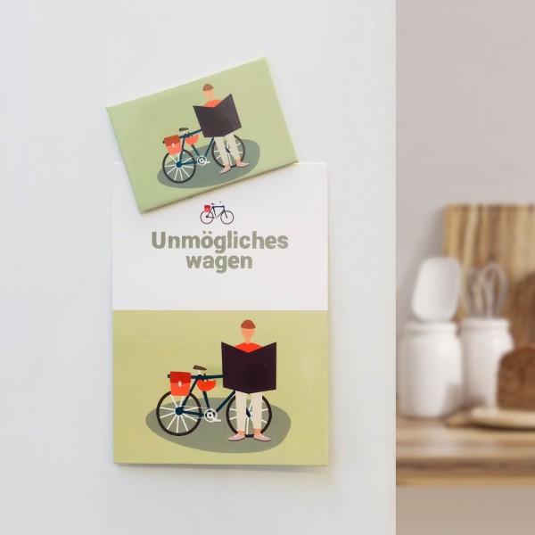 Unmögliches wagen – Magnet mit Postkarte